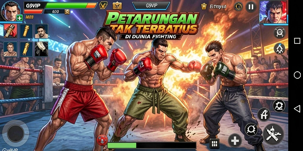 Tampilan gameplay G9VIP dengan aksi pertarungan yang intens.