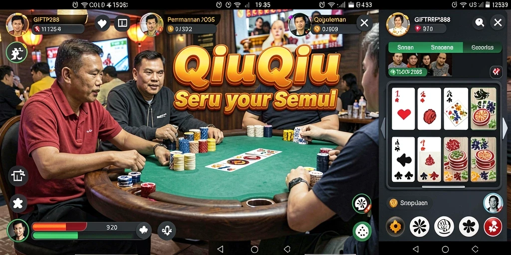 Screenshot menunjukkan gameplay QiuQiu yang seru dan menegangkan.