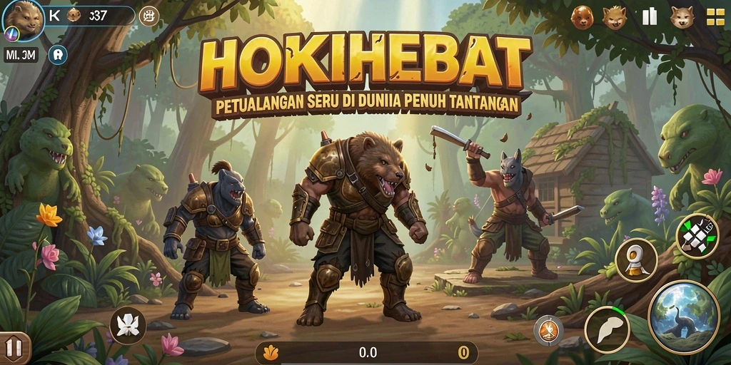 Tampilan gameplay menakjubkan dari HOKIHEBAT dengan aksi petualangan seru.
