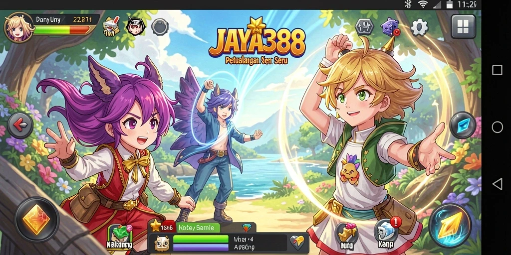 Screenshot menunjukkan aksi karakter anime dalam pertempuran yang mendebarkan.
