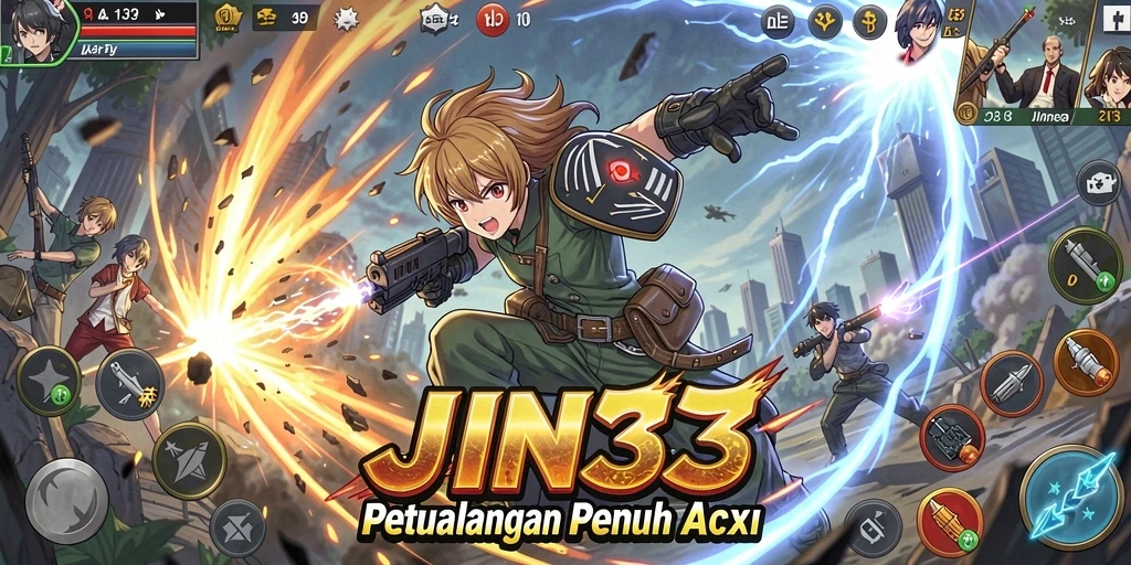 Screenshot menampilkan aksi seru dari permainan Anime JIN33.