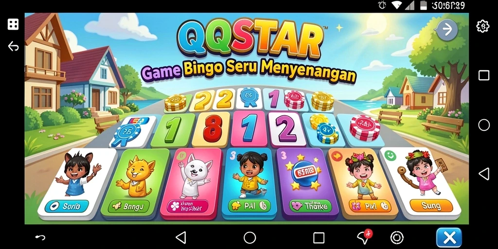 Tampilan gameplay <strong>QQSTAR</strong> yang mengasyikkan dengan suasana Bingo.